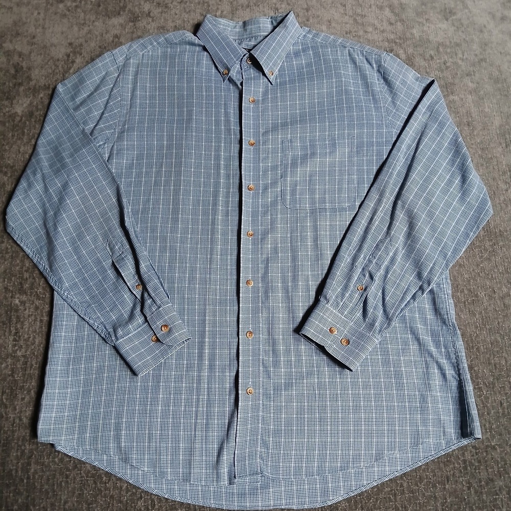 Jos A Bank Classic Collection Blue Glen Plaid Cotton Shirt Tailored Fit XL